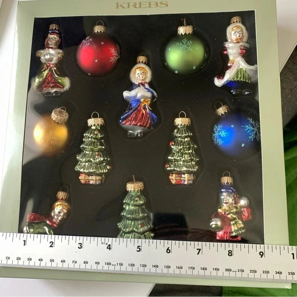 VTG Krebs Glass Christmas Hand painted Ornaments Girl Tree Snowball Boy New! - Picture 15 of 15